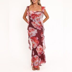 Petal and Pup Chiara Maxi Dress Burgundy Peony